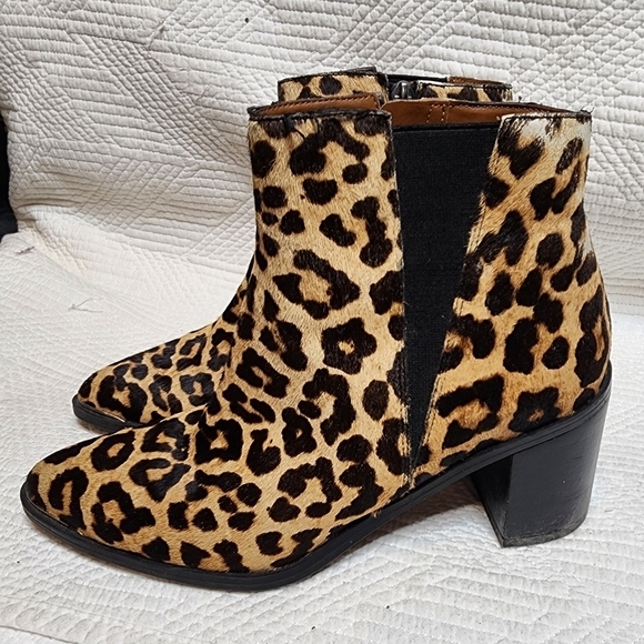 Franco Sarto Bette Leopard Print Leather booties. Size 7.5. - Picture 14 of 16